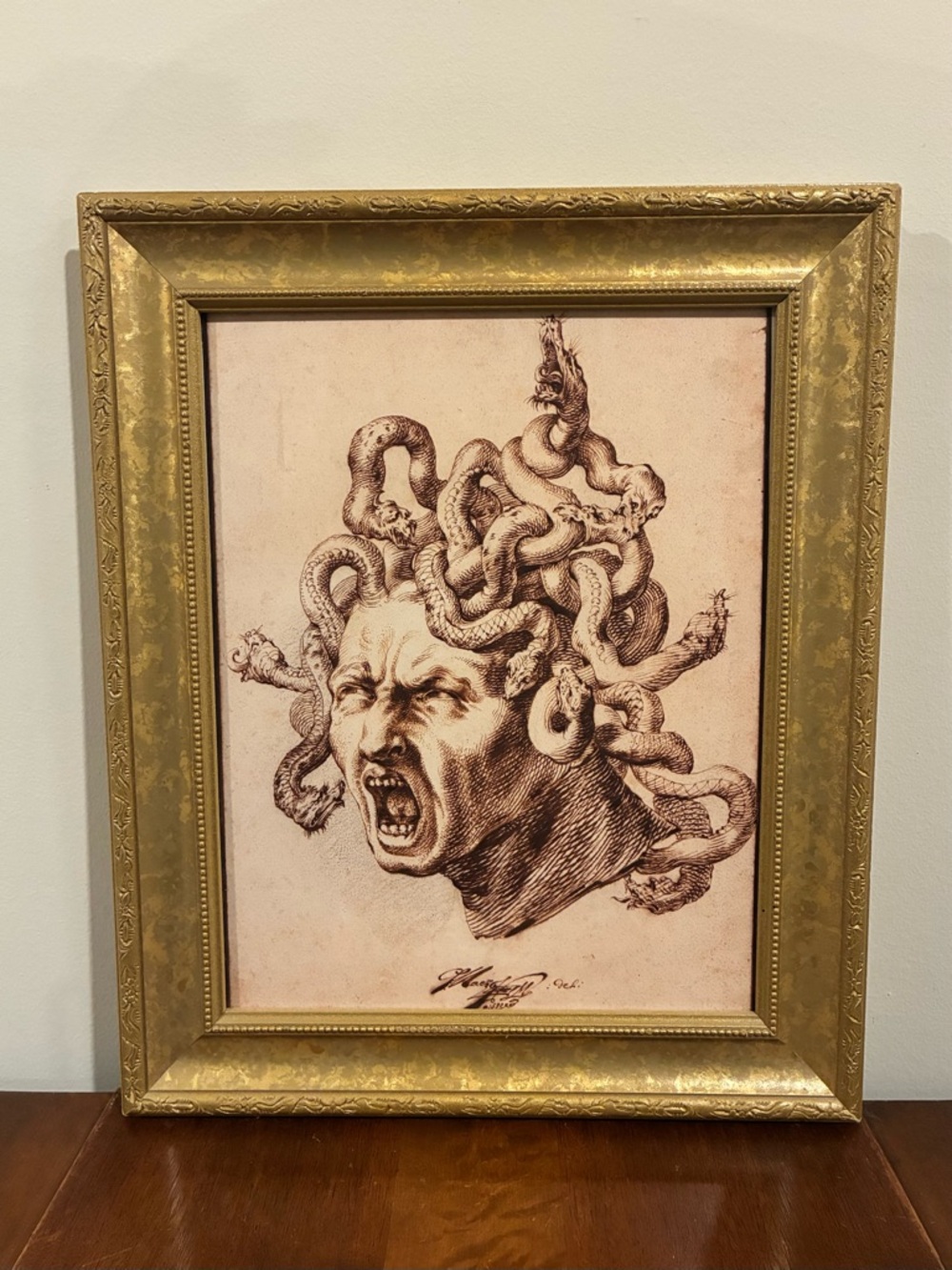 Head of Medusa Framed Print Godfried Maes 14x17 Gold Frame Wall Art